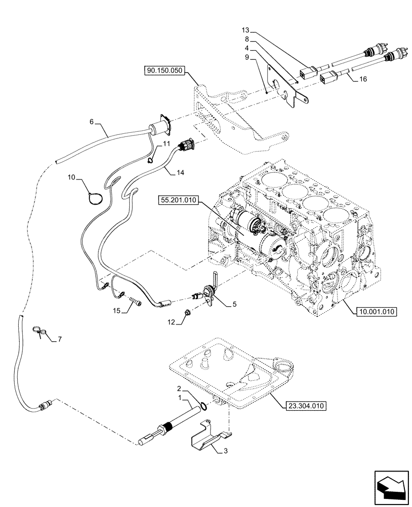 Схема запчастей Case IH FARMALL 120U - (55.202.030) - VAR - 744981 - COLD START SYSTEM, BLOCK HEATER (240V), EU (55) - ELECTRICAL SYSTEMS