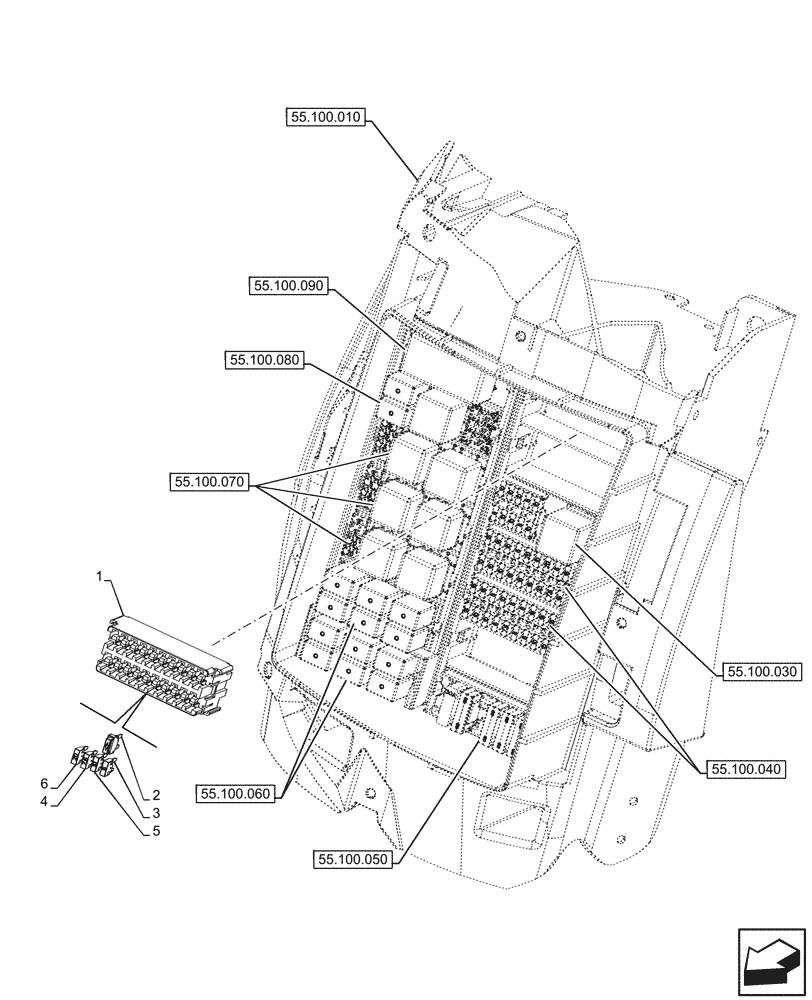 Схема запчастей Case IH OPTUM 300 CVT - (55.100.020) - RELAY, FUSE BOX (55) - ELECTRICAL SYSTEMS