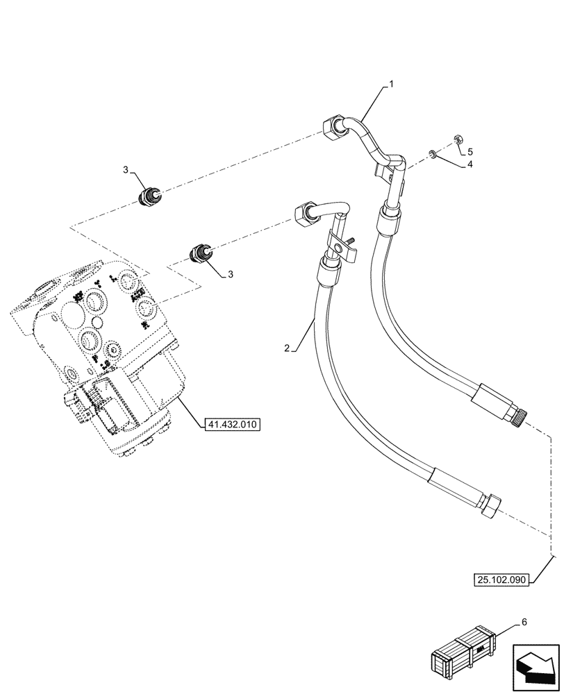 Схема запчастей Case IH OPTUM 270 CVT - (41.216.020) - VAR - 758802, 758803, 758804, 758805, 758806, 758807, 758871 - HYDRAULIC STEERING, STEERING CYLINDER, LINE (41) - STEERING