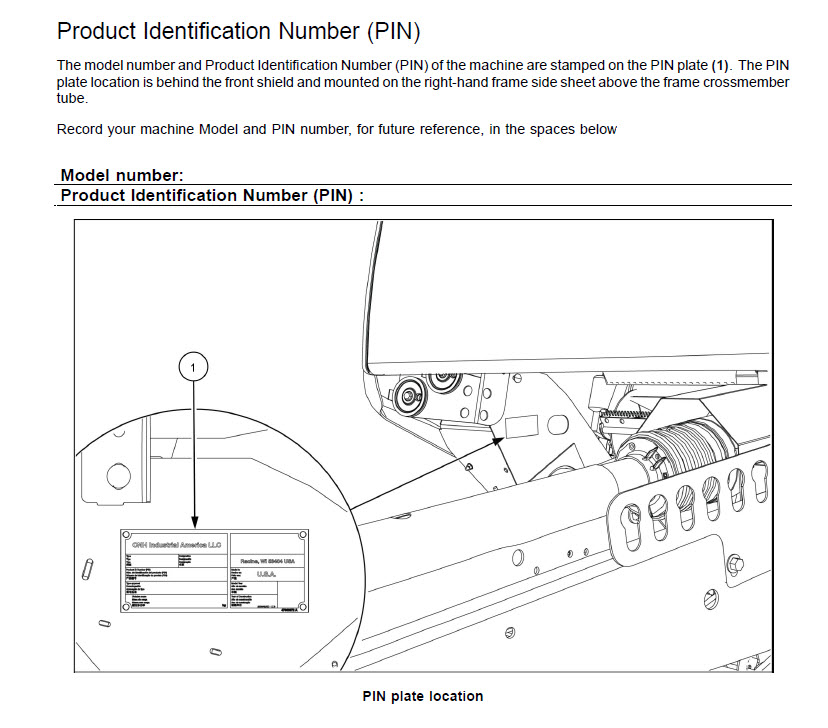 Схема запчастей Case IH RB465 - (00.100.03) - LOCATION OF SERIAL AND PRODUCT IDENTIFICATION NUMBERS (00) - GENERAL & PICTORIAL INDEX