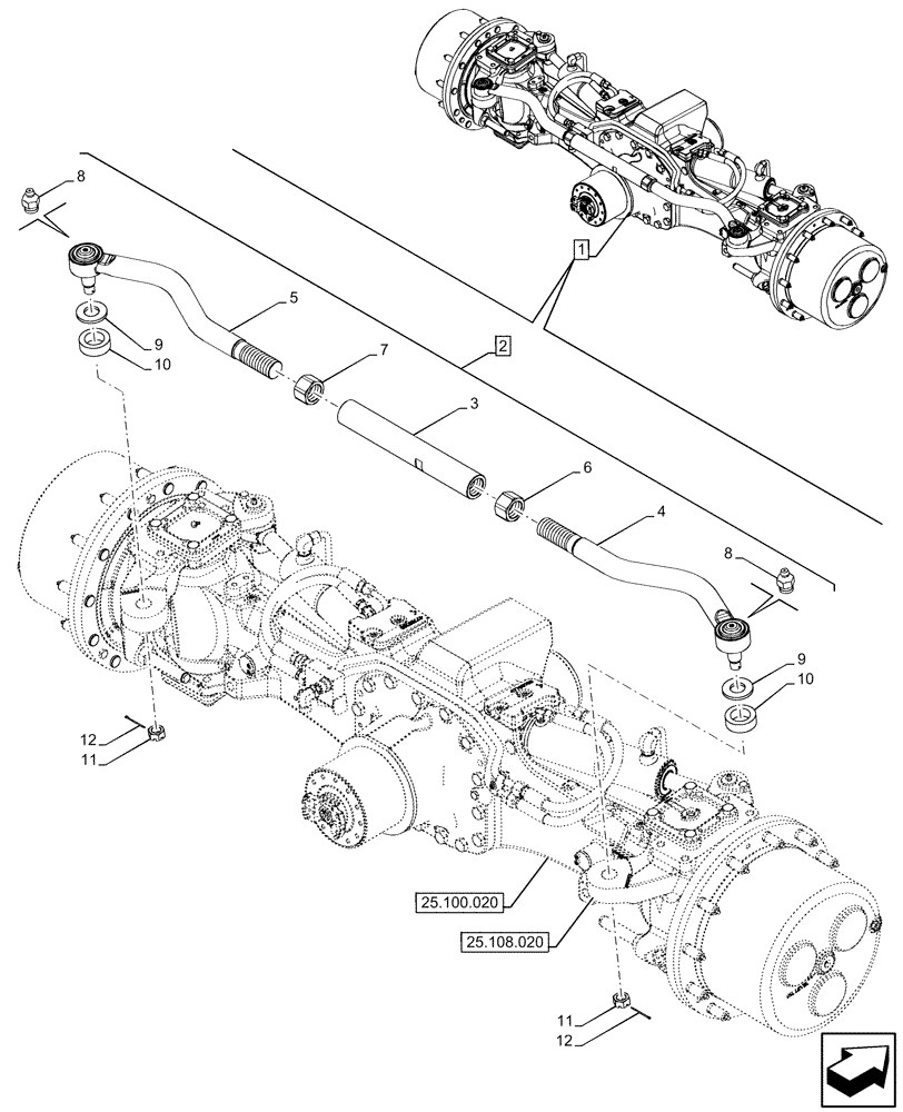 Схема запчастей Case IH OPTUM 270 CVT - (41.106.010) - VAR - 758795 - FRONT AXLE, STEERING TIE-ROD (41) - STEERING