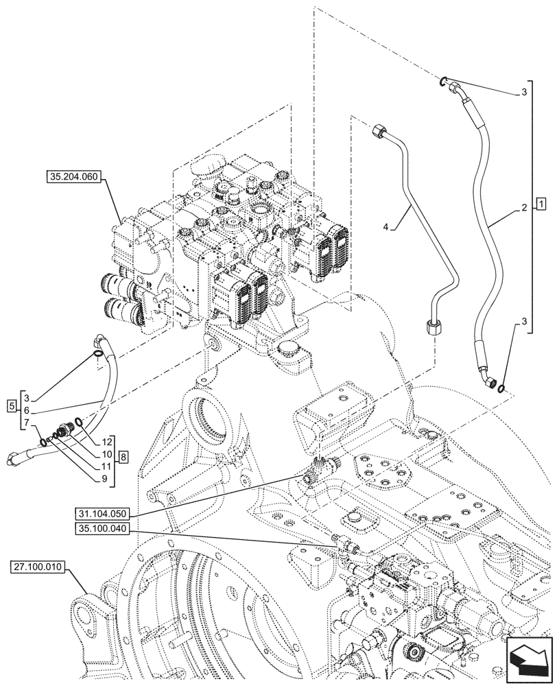 Схема запчастей Case IH OPTUM 270 CVT - (35.204.200) - VAR - 758085, 758086 - REMOTE CONTROL VALVE, LINE (35) - HYDRAULIC SYSTEMS