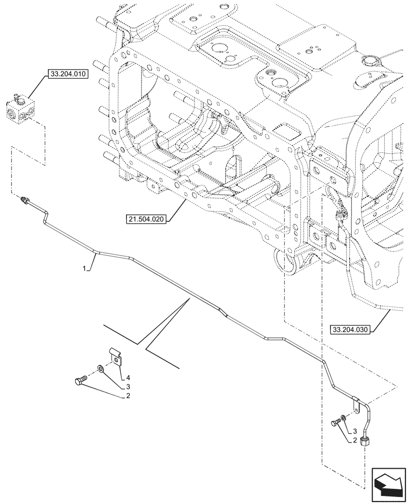 Схема запчастей Case IH OPTUM 270 CVT - (33.204.040[01A]) - VAR - 758796 - FRONT AXLE, W/ FRONT BRAKES, BRAKE LINE - BEGIN YR 10-FEB-2016 (33) - BRAKES & CONTROLS