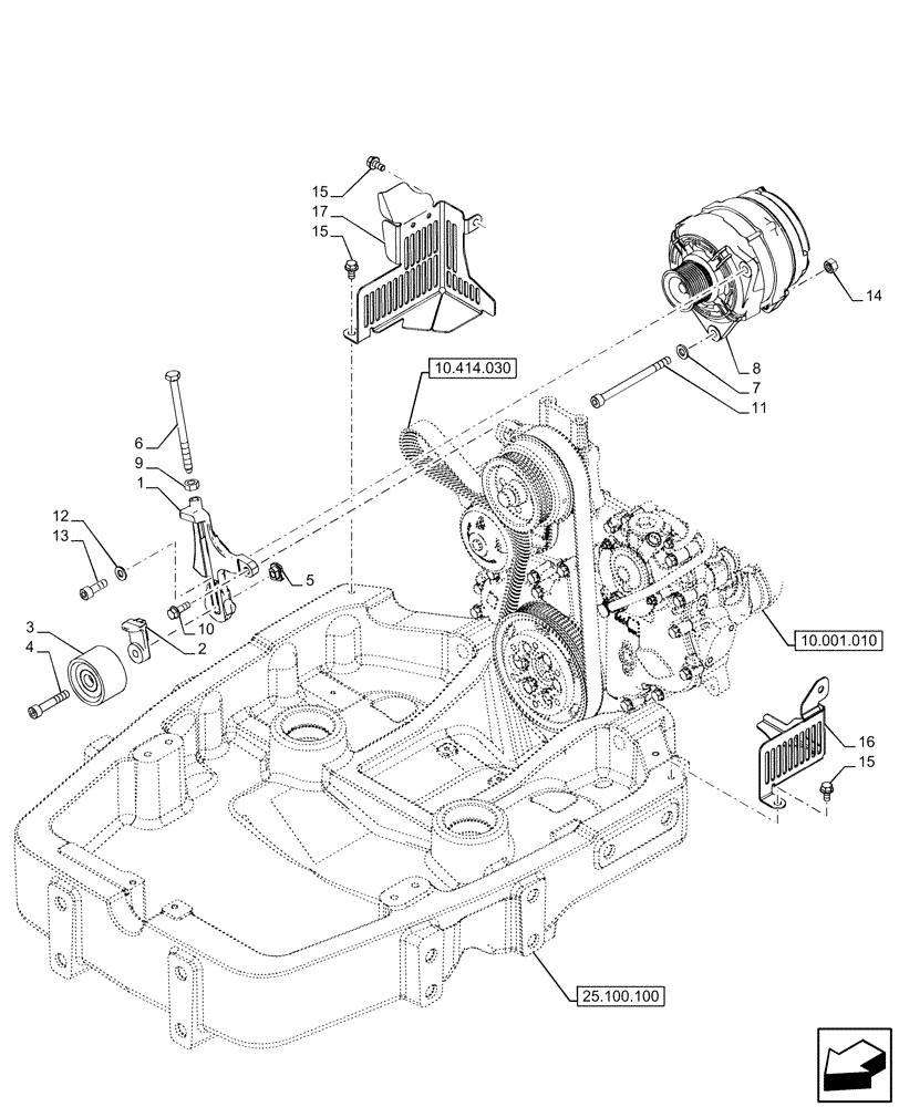 Схема запчастей Case IH FARMALL 120U - (55.301.020) - VAR - 332192 - ALTERNATOR (150A-200A), GUARD (55) - ELECTRICAL SYSTEMS