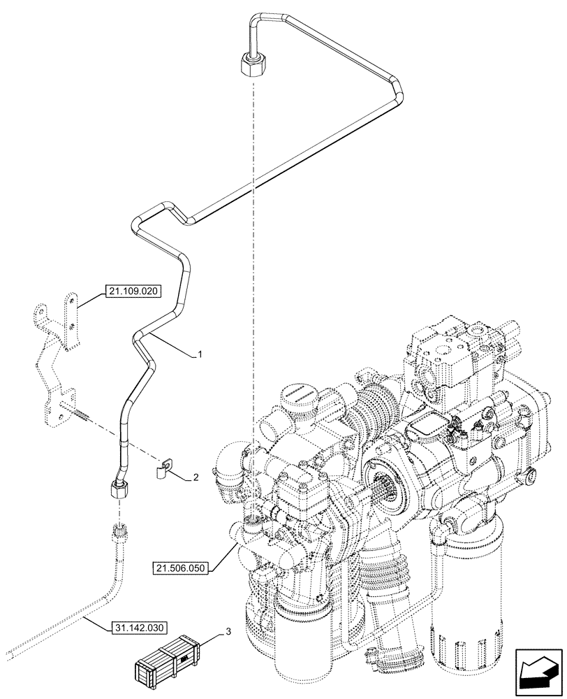 Схема запчастей Case IH OPTUM 270 CVT - (31.142.020) - VAR - 758770, 758771, 758772, 758773, 759305, 759306, 759307, 759308 - FRONT PTO, LINES (31) - IMPLEMENT POWER TAKE OFF