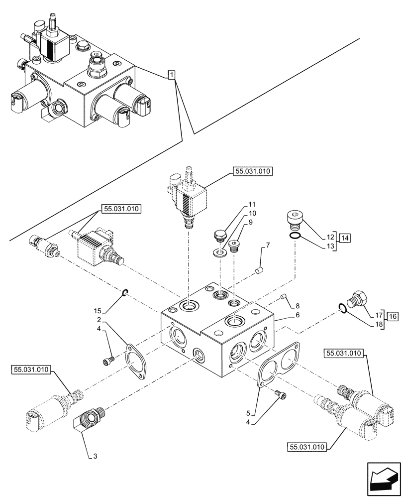 Схема запчастей Case IH OPTUM 270 CVT - (33.110.020) - VAR - 758792 - PARKING LOCK, HYDRAULIC MANIFOLD (33) - BRAKES & CONTROLS