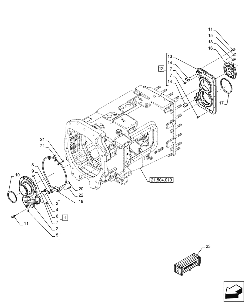 Схема запчастей Case IH OPTUM 270 CVT - (21.504.040) - VAR - 391138, 758022, 758870, 759053 - TRANSMISSION HOUSING, COVERS (21) - TRANSMISSION