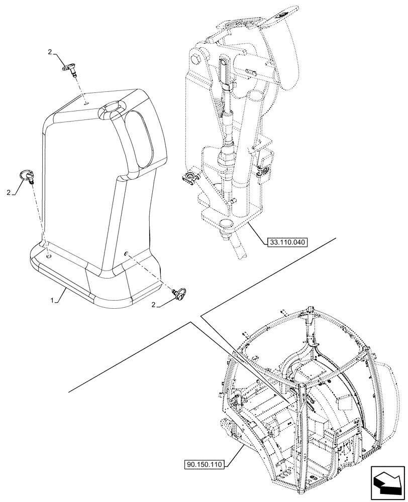 Схема запчастей Case IH OPTUM 270 CVT - (90.151.060) - PARKING LOCK, LEVER, SUPPORT (90) - PLATFORM, CAB, BODYWORK AND DECALS