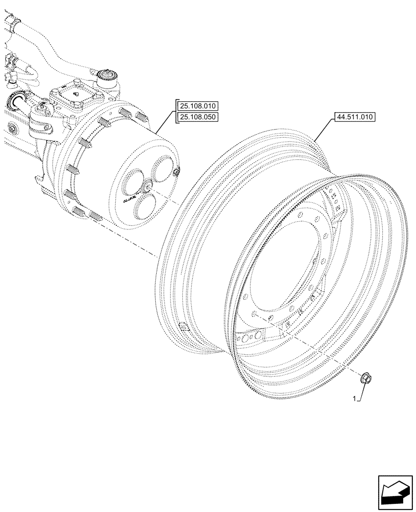 Схема запчастей Case IH OPTUM 300 CVT - (25.108.100) - VAR - 758795, 758796 - FRONT AXLE, FINAL DRIVE, ATTACHMENT (25) - FRONT AXLE SYSTEM