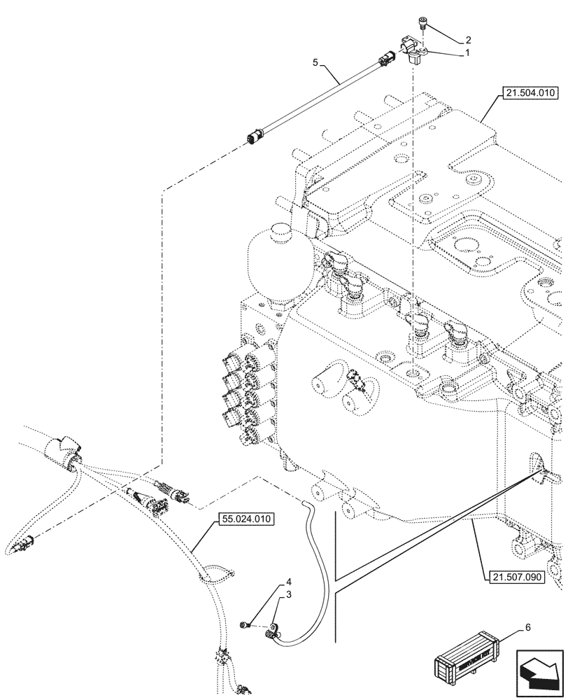 Схема запчастей Case IH OPTUM 270 CVT - (55.019.010) - VAR - 391138, 758022, 758870, 759053 - HYDROSTATIC TRANSMISSION, SPEED SENSOR (55) - ELECTRICAL SYSTEMS