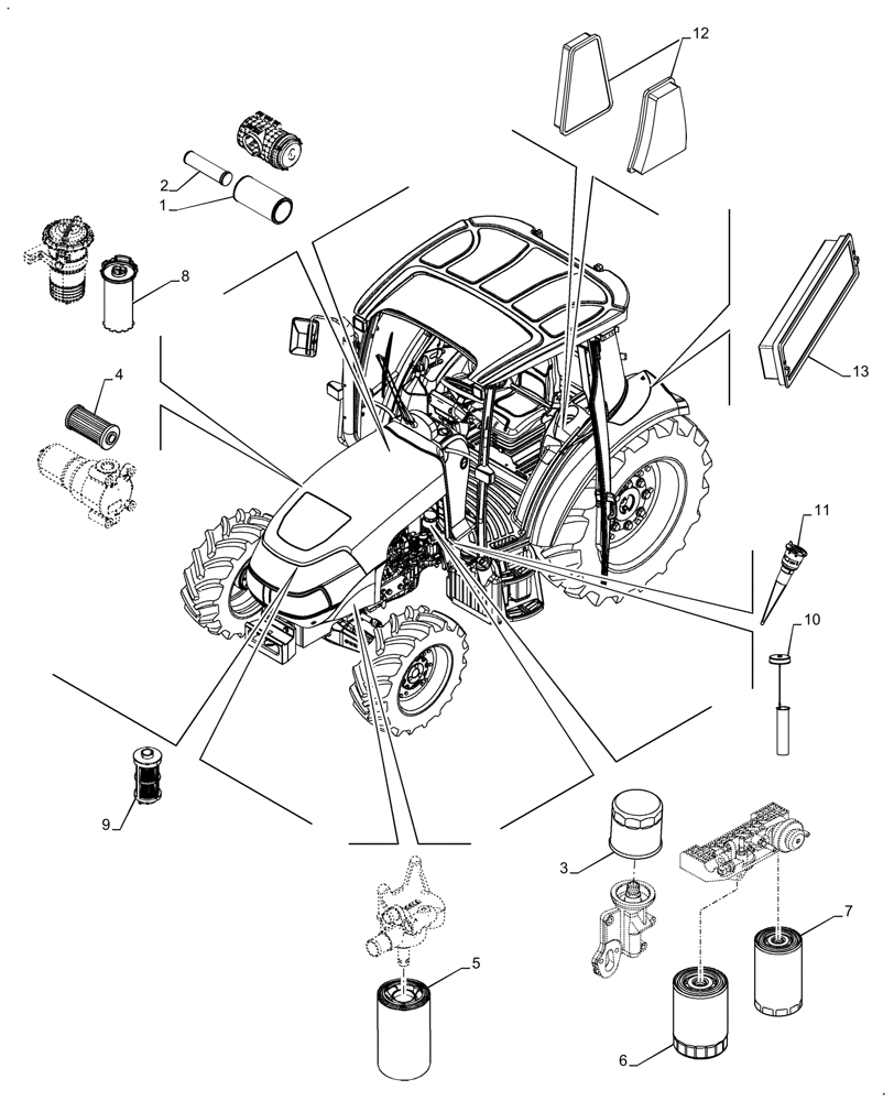 Схема запчастей Case IH FARMALL 120A - (05.100.03[01]) - FILTERS (05) - SERVICE & MAINTENANCE