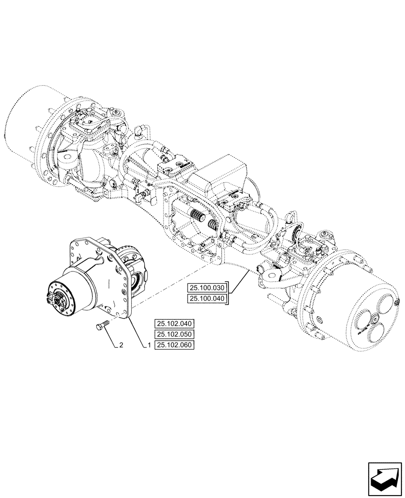 Схема запчастей Case IH OPTUM 270 CVT - (25.102.070) - VAR - 758796- FRONT AXLE, W/ FRONT BRAKES, DIFFERENTIAL PINION SHAFT & GEARS (25) - FRONT AXLE SYSTEM