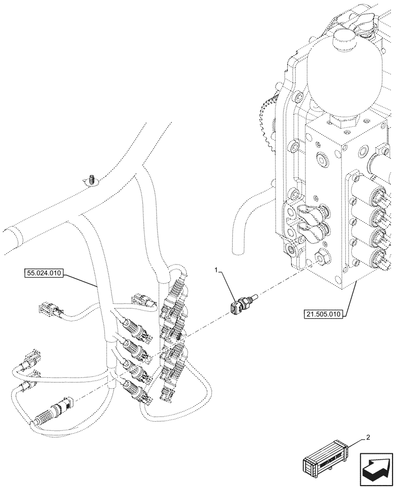 Схема запчастей Case IH OPTUM 270 CVT - (55.022.010) - VAR - 391138, 758022, 758870, 759053 - TRANSMISSION, TEMPERATURE SWITCH (55) - ELECTRICAL SYSTEMS