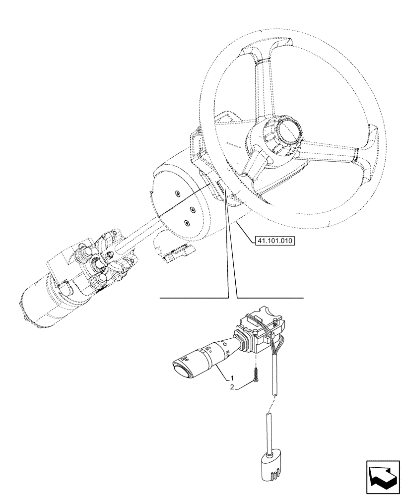 Схема запчастей Case IH OPTUM 270 CVT - (55.405.020) - TURN SIGNAL INDICATOR, SWITCH (55) - ELECTRICAL SYSTEMS