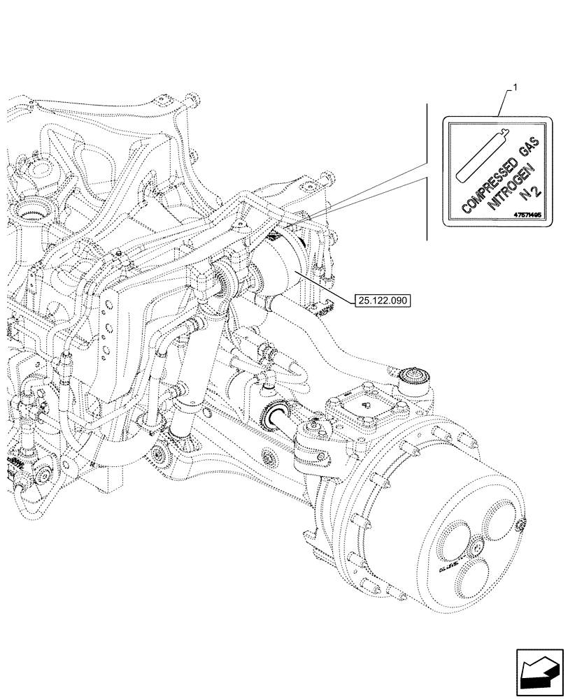 Схема запчастей Case IH OPTUM 270 CVT - (90.108.110) - VAR - 758795, 758796 - WARNING DECAL, FRONT AXLE, HYDRAULIC SYSTEM, ACCUMULATOR (90) - PLATFORM, CAB, BODYWORK AND DECALS