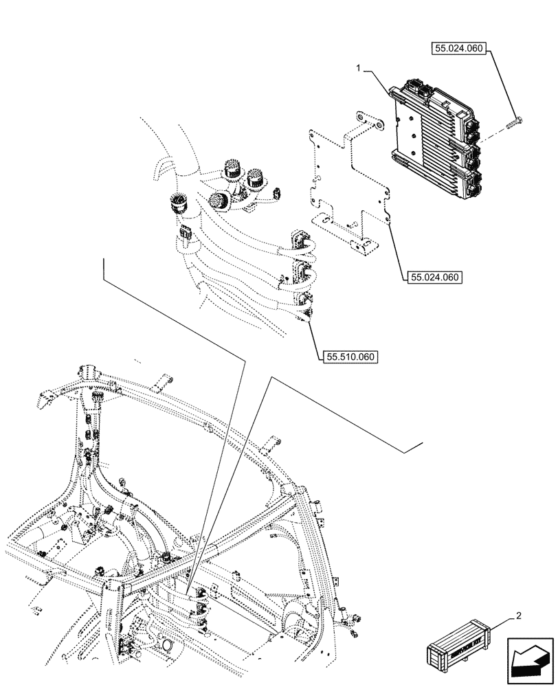 Схема запчастей Case IH OPTUM 270 CVT - (55.024.040) - VAR - 391138 - TRANSMISSION, ELECTRONIC CONTROL UNIT (40KM/H) (55) - ELECTRICAL SYSTEMS