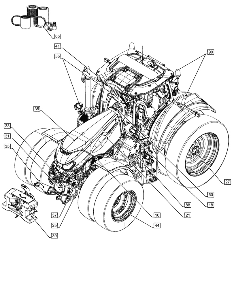 Схема запчастей Case IH OPTUM 270 CVT - (00.000.00) - PICTORIAL INDEX - MAIN SECTIONS (00) - GENERAL & PICTORIAL INDEX