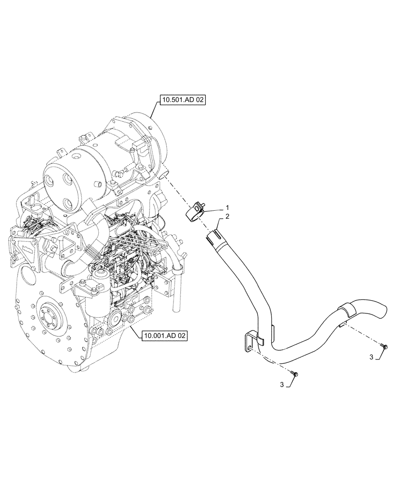 Схема запчастей Case IH FARMALL 50C - (10.254.AI[02]) - MUFFLER, FARMALL 40C, 50C (10) - ENGINE