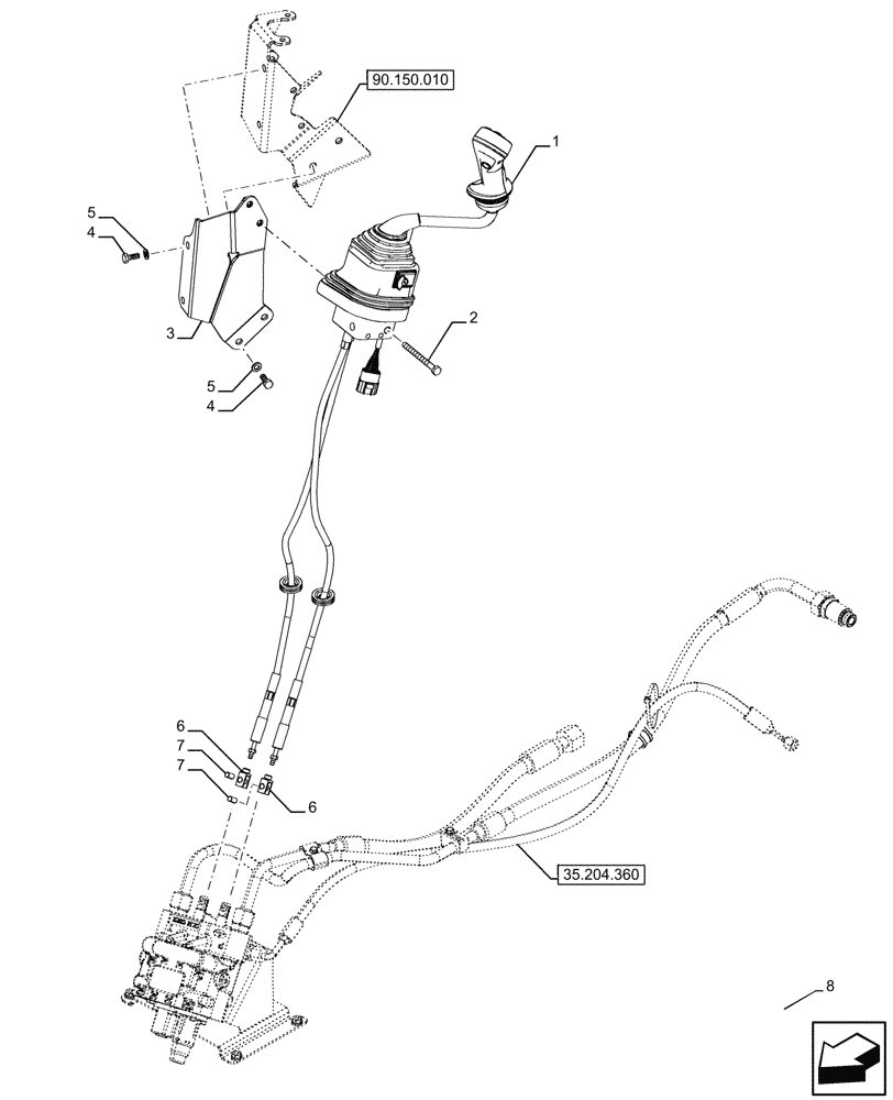 Схема запчастей Case IH FARMALL 120U - (35.204.430) - VAR - 758820 - JOYSTICK, MID-MOUNT CONTROL VALVE (35) - HYDRAULIC SYSTEMS