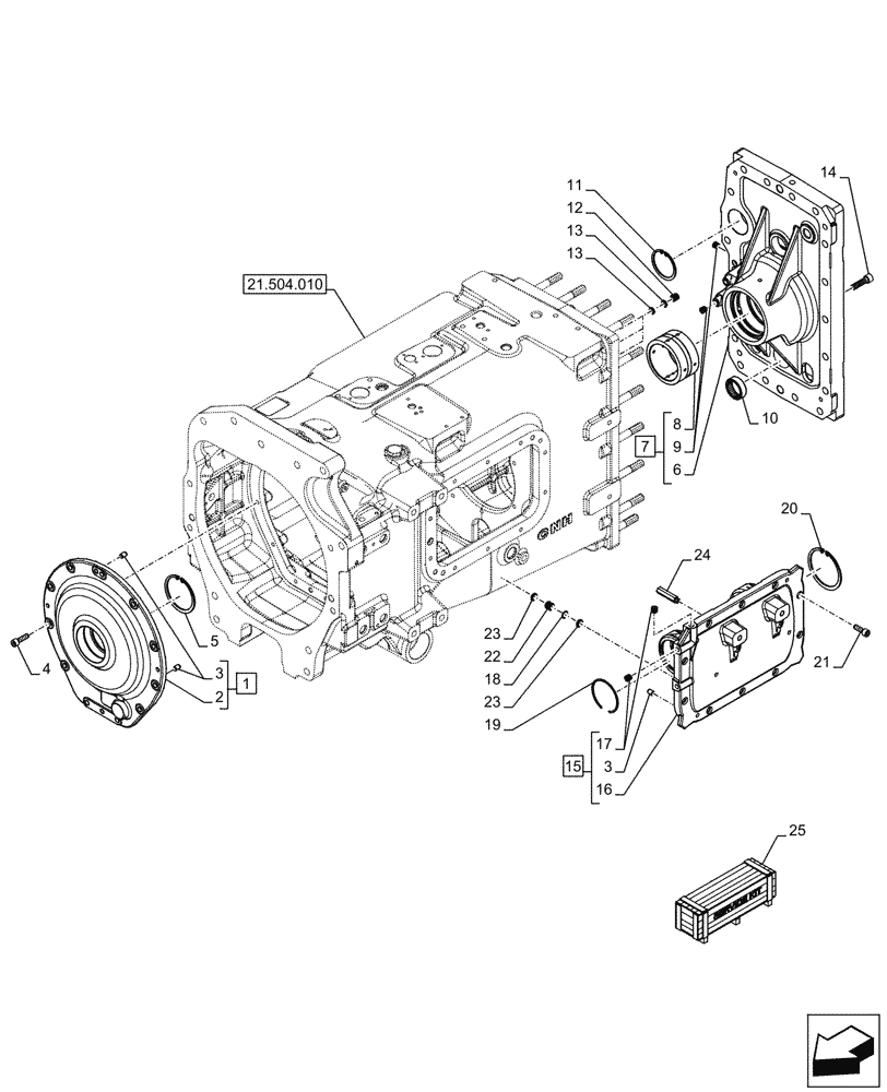 Схема запчастей Case IH OPTUM 300 CVT - (21.504.030) - VAR - 391138, 758022, 758870, 759053 - TRANSMISSION HOUSING, COVERS (21) - TRANSMISSION