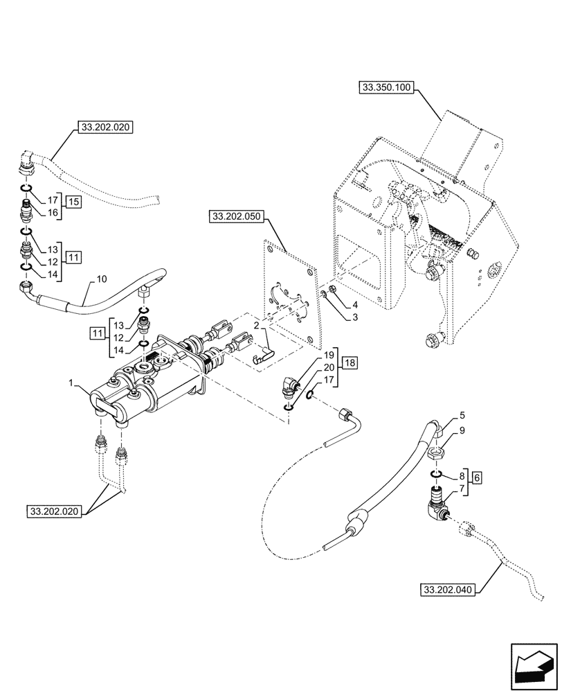 Схема запчастей Case IH OPTUM 270 CVT - (33.202.010) - VAR - 758801, 758802, 758803, 758804, 758805, 758806, 758807 - BRAKE, MASTER CYLINDER (33) - BRAKES & CONTROLS