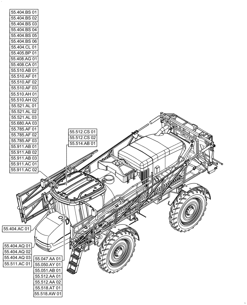 Схема запчастей Case IH PATRIOT 2250 - (00.000.55[01]) - PICTORIAL INDEX - ELECTRICAL SYSTEMS (00) - GENERAL & PICTORIAL INDEX