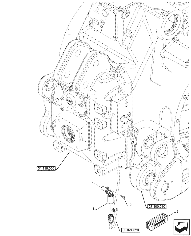 Схема запчастей Case IH OPTUM 300 CVT - (55.048.020) - VAR - 391138, 758022, 758870, 759053 - PTO, SPEEDOMETER (55) - ELECTRICAL SYSTEMS