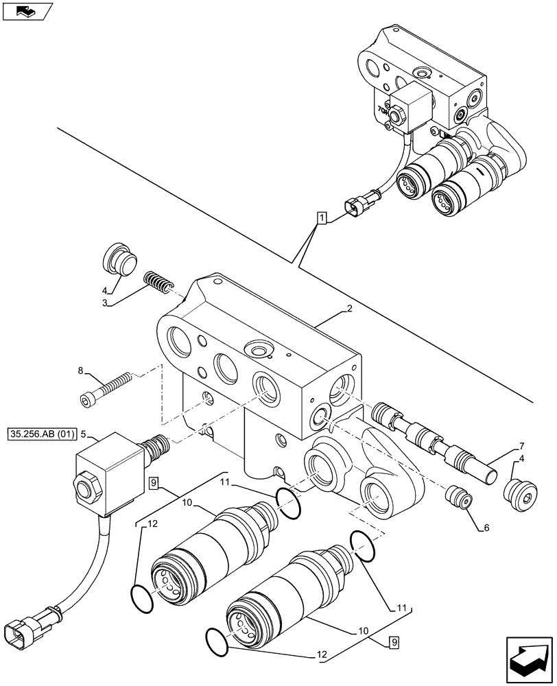 Схема запчастей Case IH FARMALL 105U - (35.204.BE[15]) - VAR - 332844 - REMOTE CONTROL VALVE, W/ 2 DIVERTERS (35) - HYDRAULIC SYSTEMS