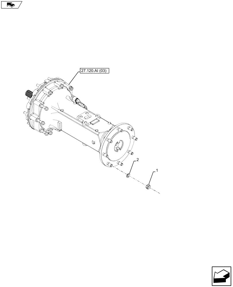 Схема запчастей Case IH FARMALL 115U - (27.500.AL) - VAR - 390319 - REAR AXLE, WHEEL NUT (27) - REAR AXLE SYSTEM