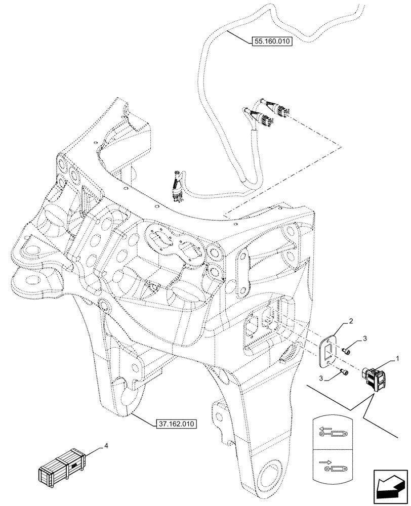 Схема запчастей Case IH OPTUM 270 CVT - (55.160.030) - VAR - 758769, 758771, 758773, 759304, 759306, 759308 - FRONT, HYDRAULIC COUPLER, SWITCH (55) - ELECTRICAL SYSTEMS