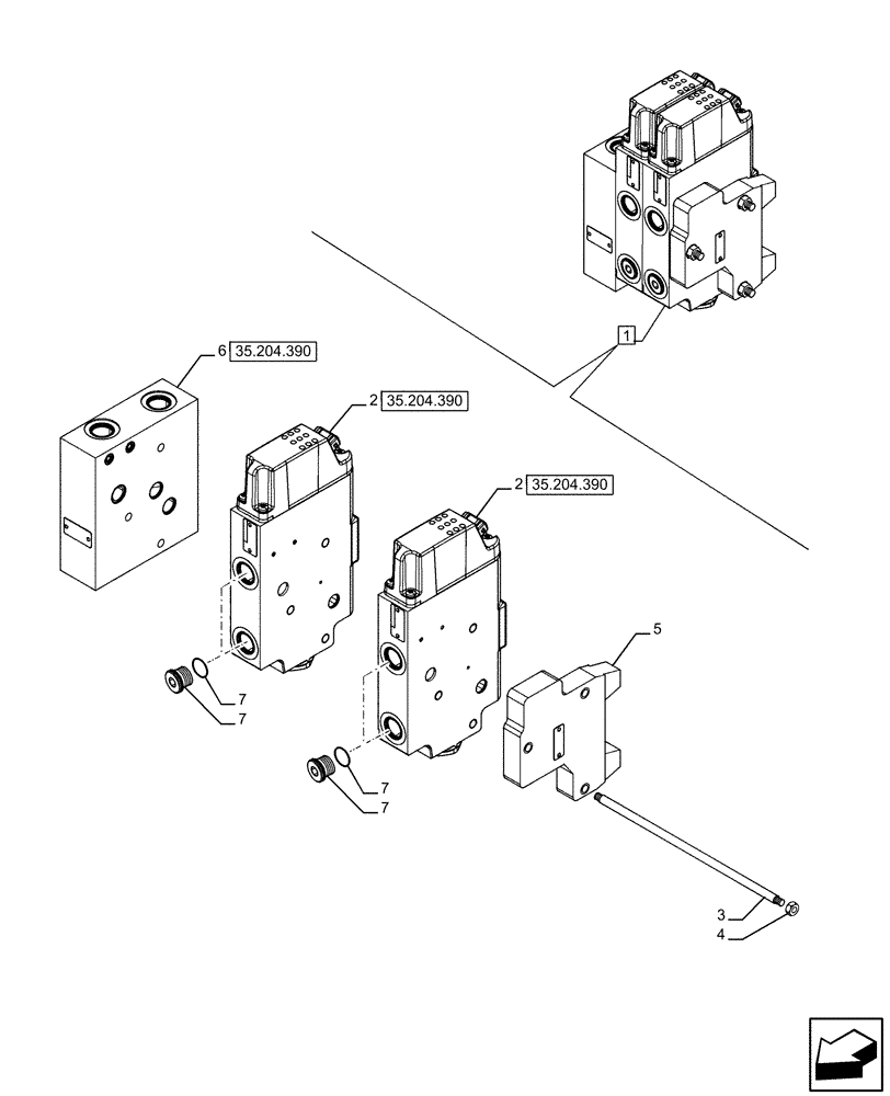 Схема запчастей Case IH FARMALL 120U - (35.204.380) - VAR - 758821 - REAR REMOTE CONTROL VALVES, ELECTRONIC MID MOUNTED VALVES, COMPONENTS (35) - HYDRAULIC SYSTEMS