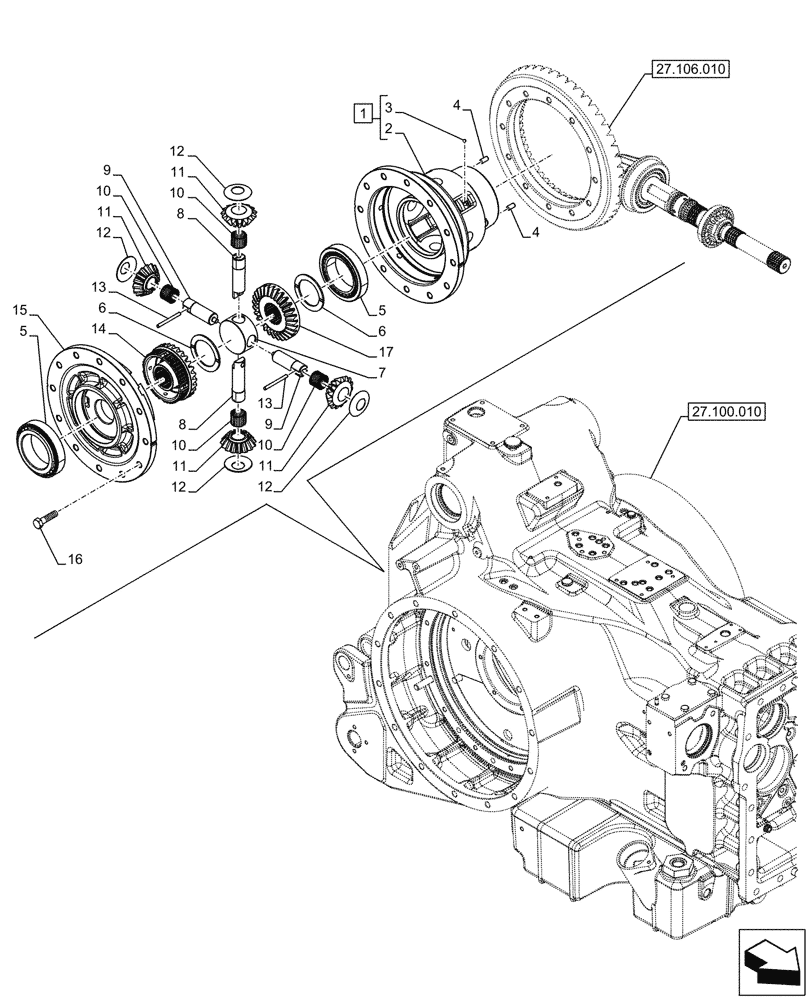 Схема запчастей Case IH OPTUM 300 CVT - (27.106.020) - VAR - 391138, 758022, 758870, 759053 - REAR AXLE, FINAL DRIVE, DIFFERENTIAL (27) - REAR AXLE SYSTEM