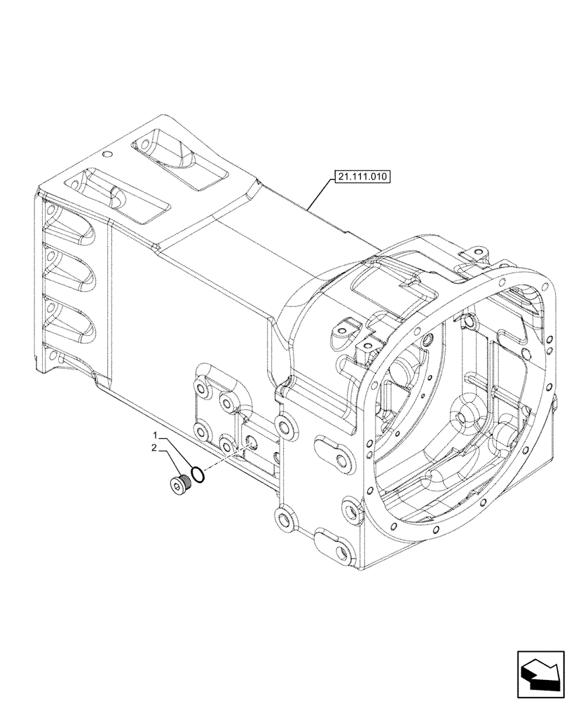 Схема запчастей Case IH FARMALL 120U - (21.111.040) - VAR - 758303 - PLUG, TRANSMISSION, SEMI-POWERSHIFT, HOUSING (21) - TRANSMISSION