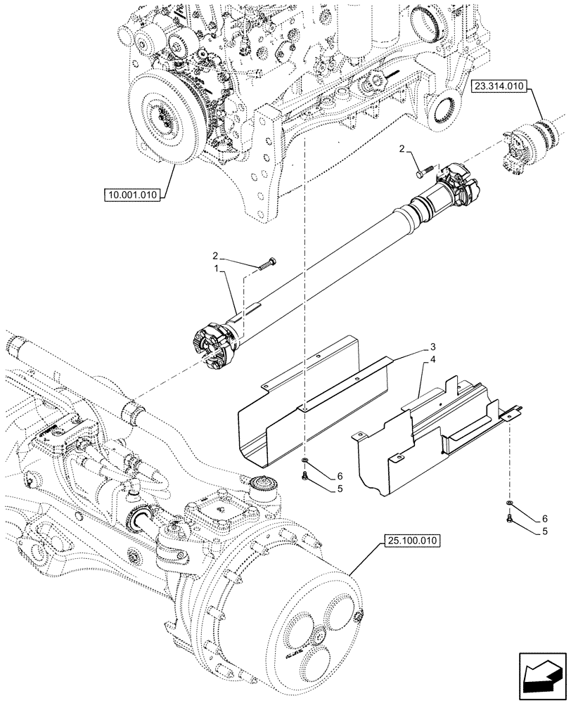 Схема запчастей Case IH OPTUM 270 CVT - (23.314.020) - VAR - 391138, 758022, 758870, 759053 - 4WD FRONT AXLE, DRIVE SHAFT, SUPPORT (23) - FOUR WHEEL DRIVE SYSTEM