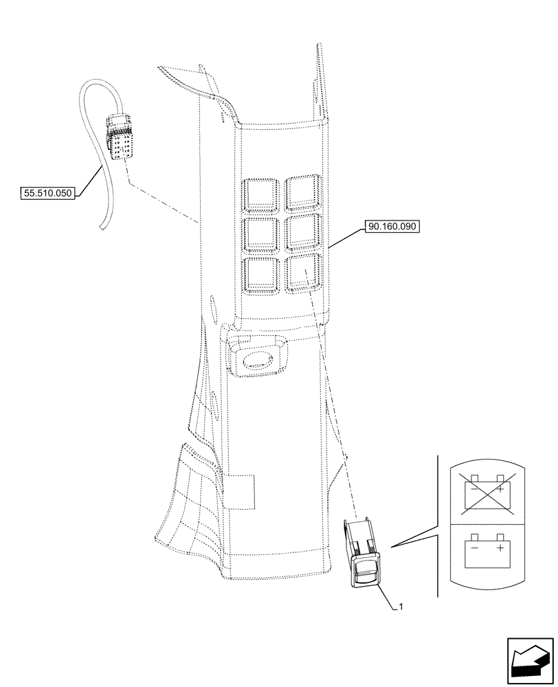Схема запчастей Case IH OPTUM 270 CVT - (55.302.060) - BATTERY ISOLATOR, SWITCH (55) - ELECTRICAL SYSTEMS