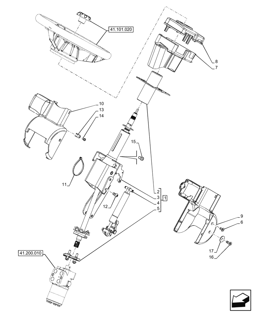 Схема запчастей Case IH OPTUM 270 CVT - (41.101.010) - STEERING COLUMN (41) - STEERING