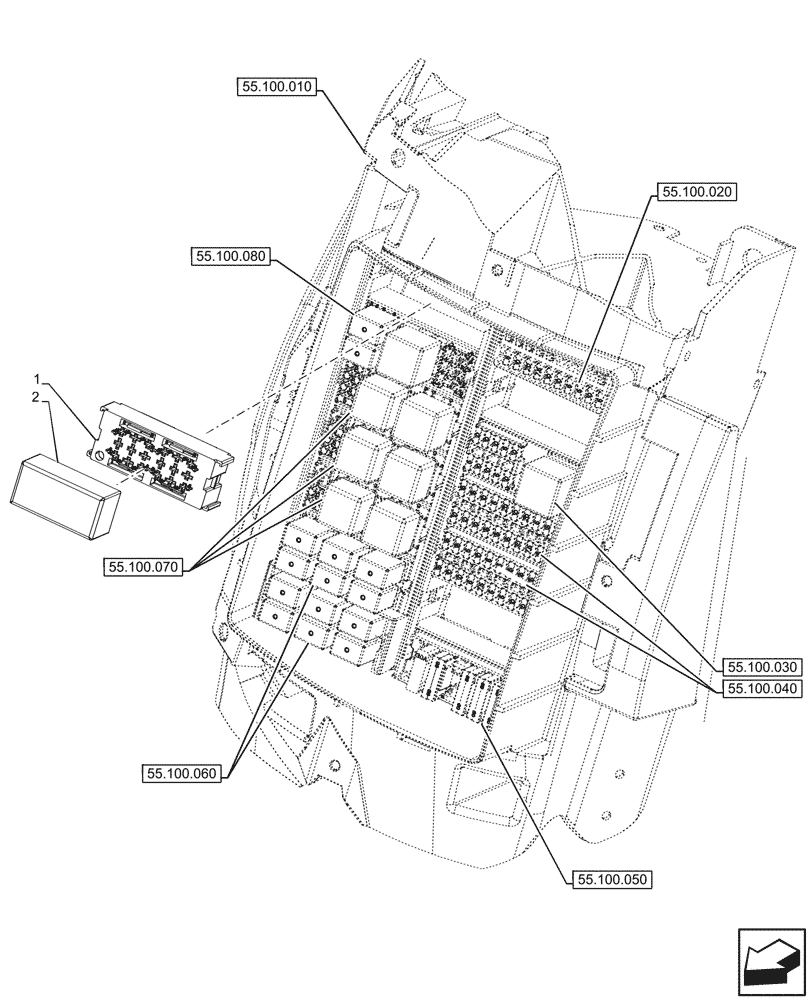 Схема запчастей Case IH OPTUM 270 CVT - (55.100.090) - RELAY, FUSE BOX (55) - ELECTRICAL SYSTEMS