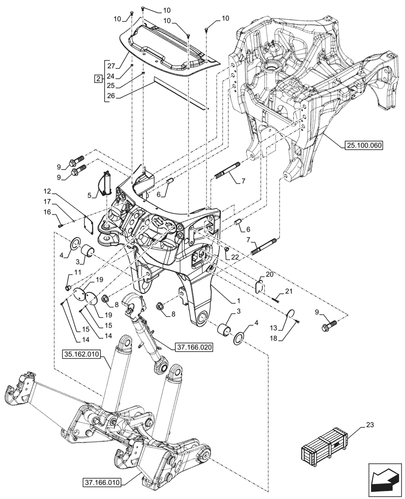 Схема запчастей Case IH OPTUM 300 CVT - (37.162.010) - VAR - 758768, 758769, 758770, 758771, 758772, 758773, 759086, 759304, 759305, 759306, 759307, 759308 - FRONT, 3 POINT HITCH, SUPPORT (37) - HITCHES, DRAWBARS & IMPLEMENT COUPLINGS