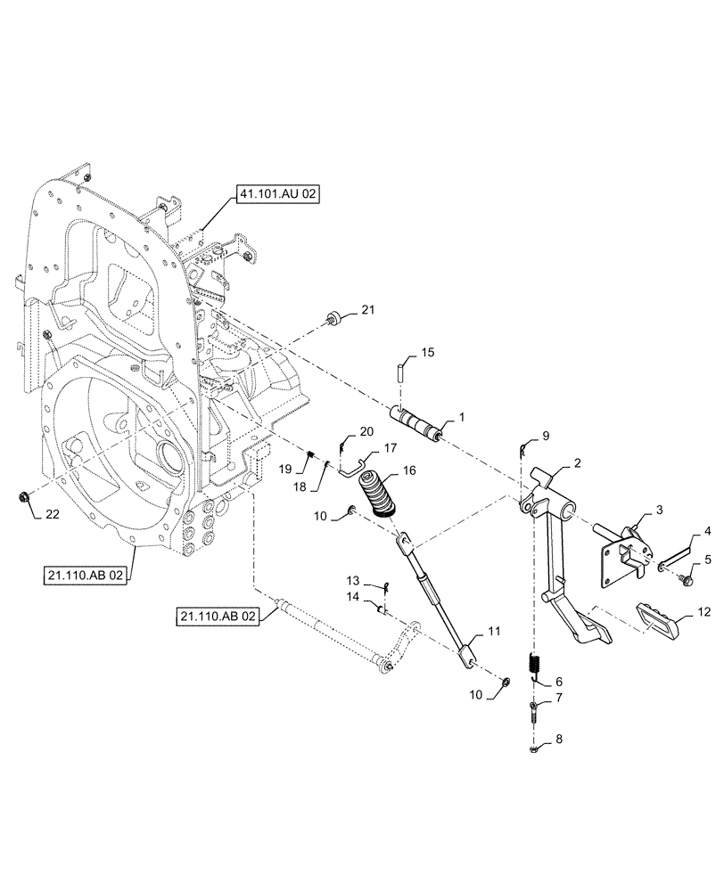 Схема запчастей Case IH FARMALL 50C - (18.100.AF[02]) - CLUTCH PEDAL, FARMALL 40C, 50C (18) - CLUTCH