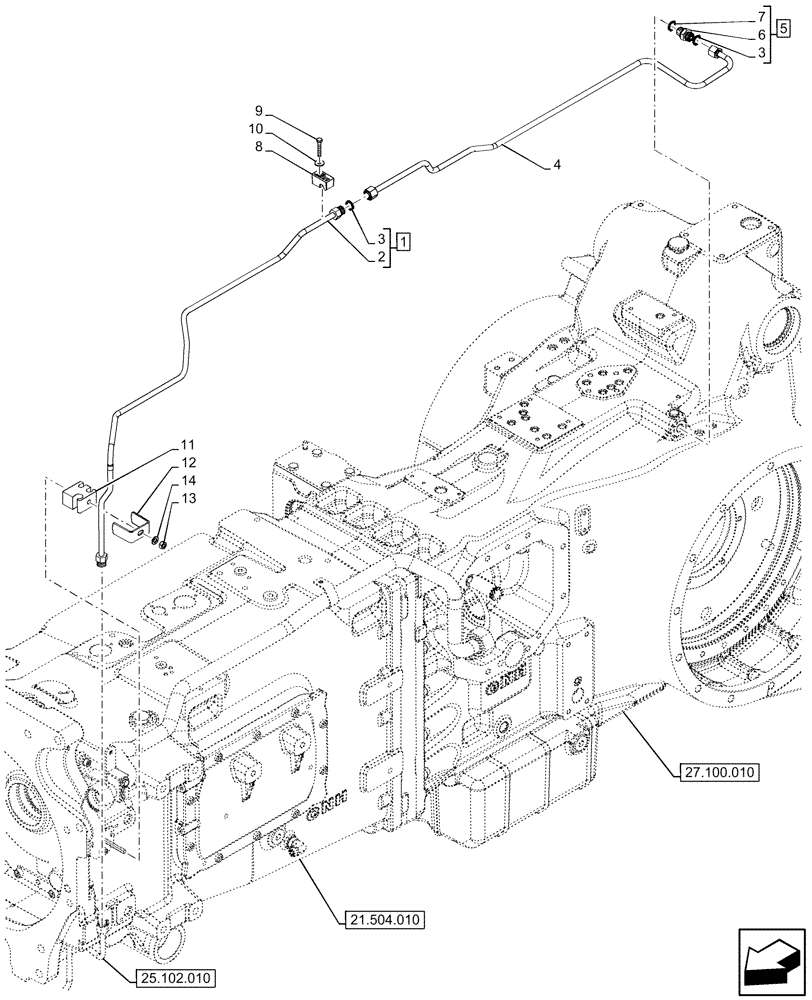 Схема запчастей Case IH OPTUM 270 CVT - (25.102.020) - VAR - 391138, 758022, 758870, 759053 - FRONT, DIFFERENTIAL LOCK, LINE (25) - FRONT AXLE SYSTEM