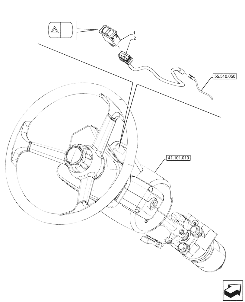 Схема запчастей Case IH OPTUM 270 CVT - (55.405.010) - HAZARD LIGHT SWITCH (55) - ELECTRICAL SYSTEMS