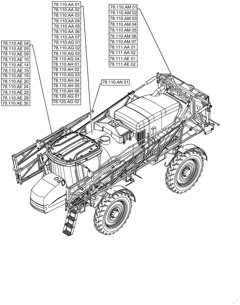Схема запчастей Case IH PATRIOT 2250 - (78.000.00[01]) - SECTION INDEX - PLUMBING (78) - SPRAYING