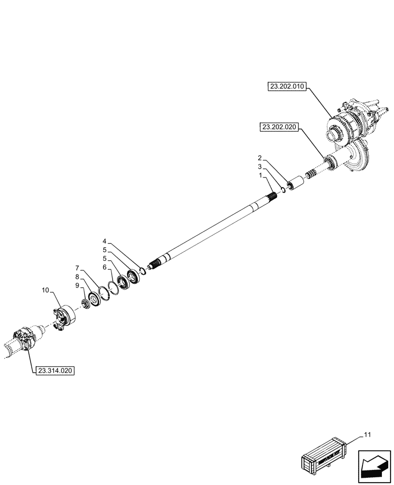 Схема запчастей Case IH OPTUM 270 CVT - (23.314.010) - VAR - 391138, 758022, 758870, 759053 - DRIVE SHAFT, 4WD, UNIVERSAL JOINT (23) - FOUR WHEEL DRIVE SYSTEM