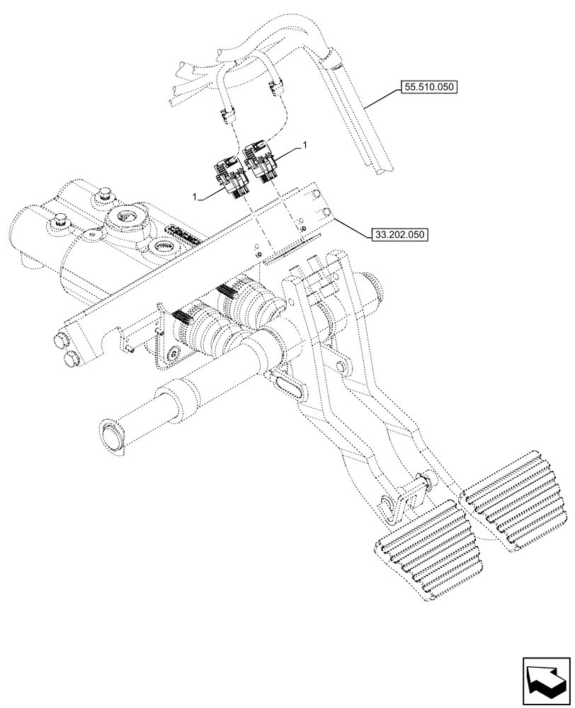 Схема запчастей Case IH OPTUM 270 CVT - (55.405.030) - BRAKE, LIGHT SWITCH (55) - ELECTRICAL SYSTEMS