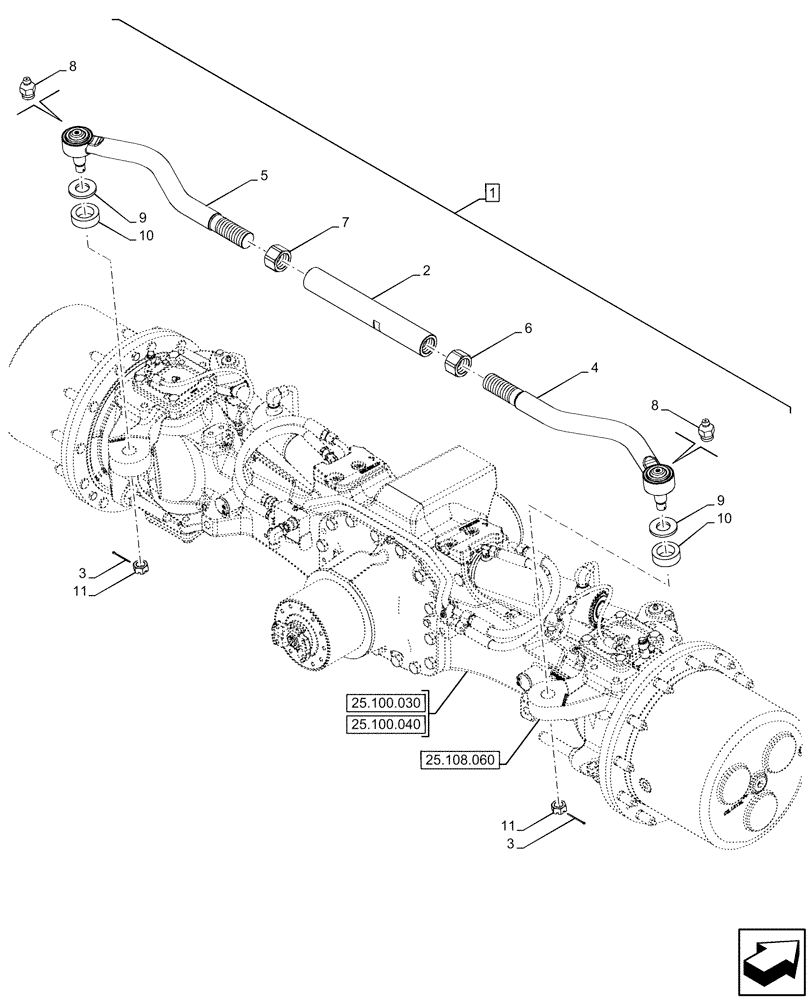 Схема запчастей Case IH OPTUM 270 CVT - (41.106.020) - VAR - 758796 - FRONT AXLE, W/ FRONT BRAKES, STEERING TIE-ROD (41) - STEERING