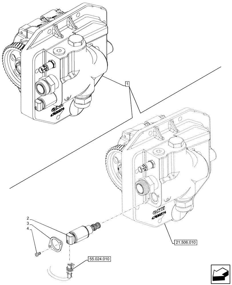 Схема запчастей Case IH OPTUM 300 CVT - (55.024.030) - VAR - 391138, 758022, 758870, 759053 - TRANSMISSION, LUBRICATION, PUMP, SOLENOID (55) - ELECTRICAL SYSTEMS