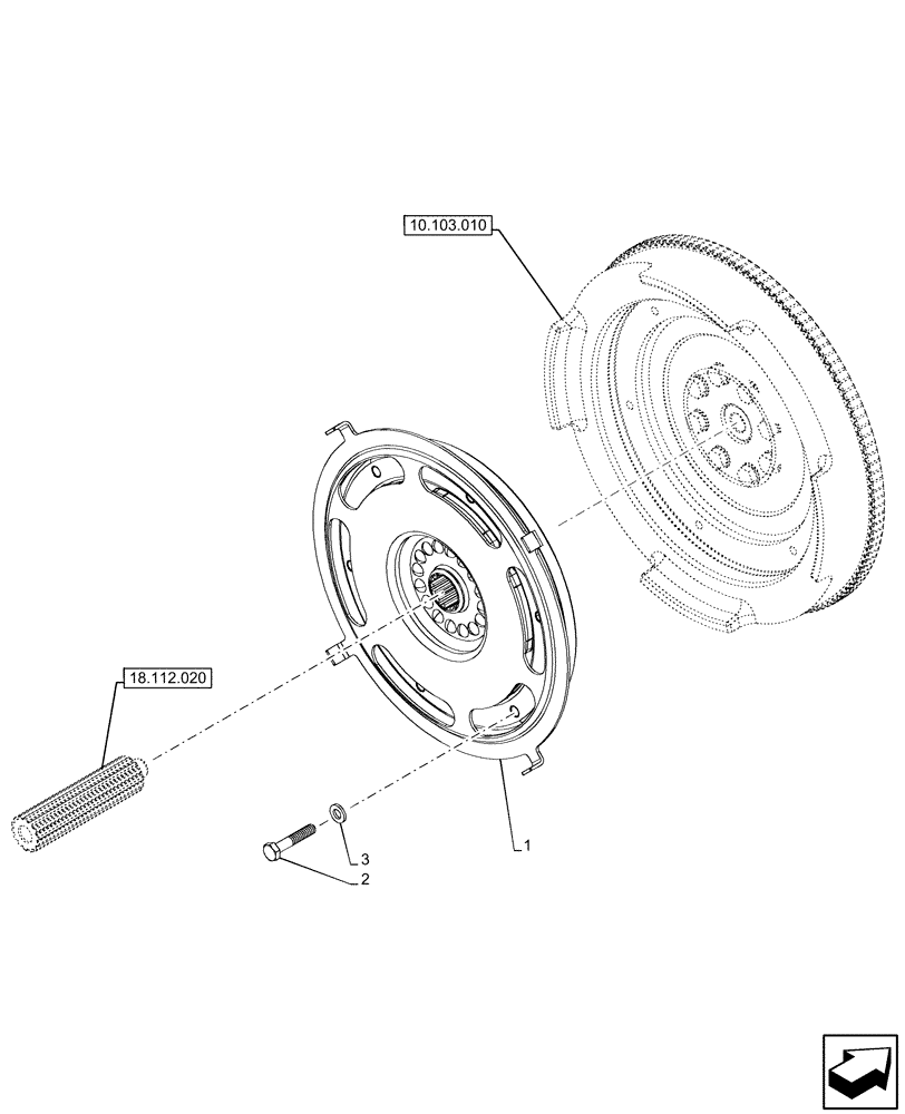 Схема запчастей Case IH OPTUM 270 CVT - (18.112.010) - VAR - 391138, 758022, 758870, 759053 - FLYWHEEL, DAMPER (18) - CLUTCH