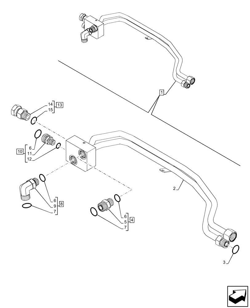 Схема запчастей Case IH OPTUM 300 CVT - (41.216.050) - VAR - 758795, 758796 - FRONT AXLE, STEERING CYLINDER HYD. LINE, LINE, COMPONENTS (41) - STEERING