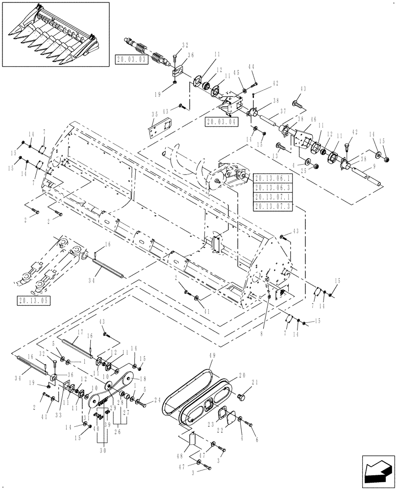 Схема запчастей Case IH 2406-38 - (20.03.01) - MAIN DRIVE, 6, 8 & 12 ROW (58) - ATTACHMENTS/HEADERS