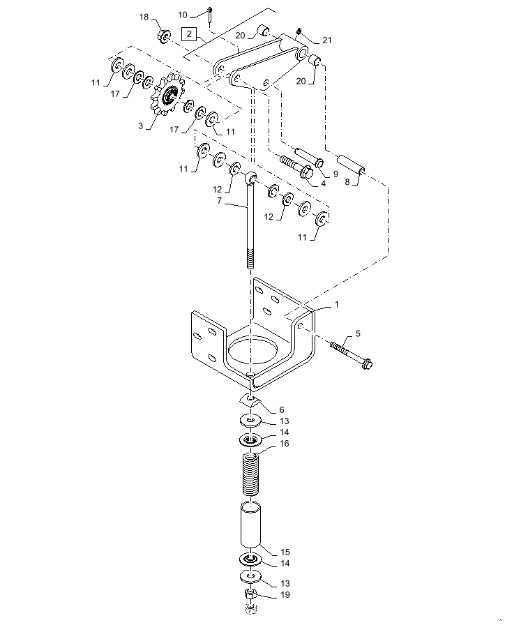 Схема запчастей Case IH 5140 - (60.112.AA[03]) - IDLER ASSEMBLY, ROCK TRAP (60) - PRODUCT FEEDING